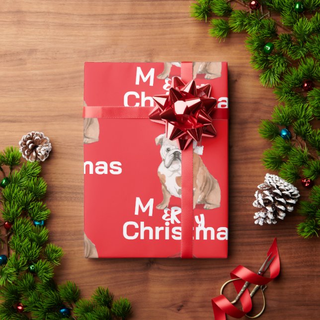 Papel De Regalo Navidades de feriado bulldog Merry Santa Hat (Regalo de vacaciones)