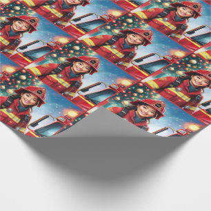 Papel De Regalo Navidades de feriado de bomberos asiáticas