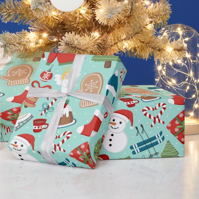 Papel De Regalo Navidades de festividades rosas y rojas (Vacaciones)