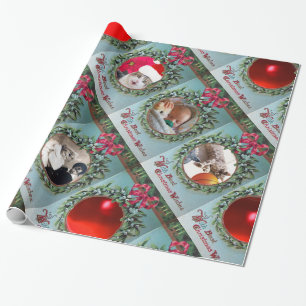 Papel De Regalo Navidades DE FLORES CORONA, PLANTILLA DE FOTOS DE
