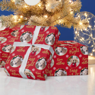 Papel De Regalo Navidades de fotografía de perro brillante y veloz