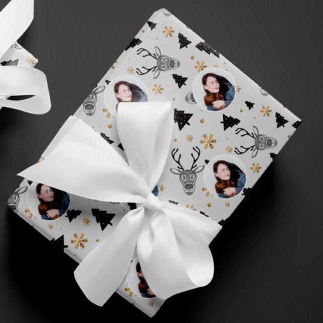 Papel De Regalo Navidades de fotografía modernos en blanco y negro (Subido por el creador)