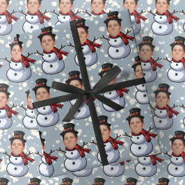 Papel De Regalo Navidades de fotografía personalizado cara Snowmen