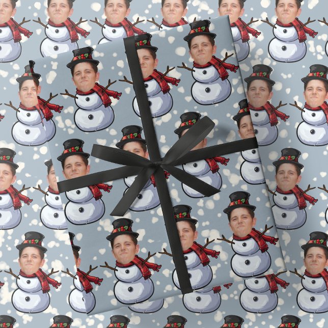Papel De Regalo Navidades de fotografía personalizado cara Snowmen (Subido por el creador)