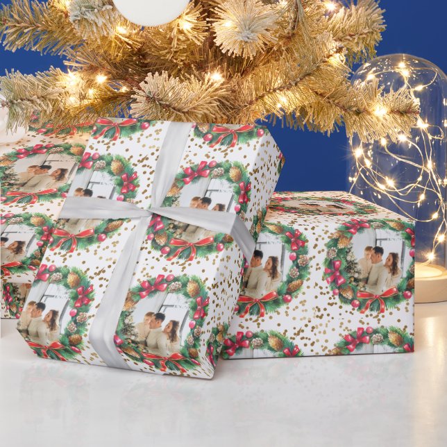 Papel De Regalo Navidades de fotografía personalizados Wreath Snow (Vacaciones)