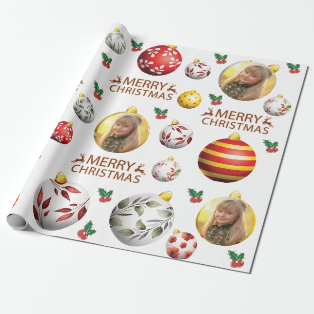 Papel De Regalo Navidades de fotografía personalizar-Patrón de orn (Desenrollado)