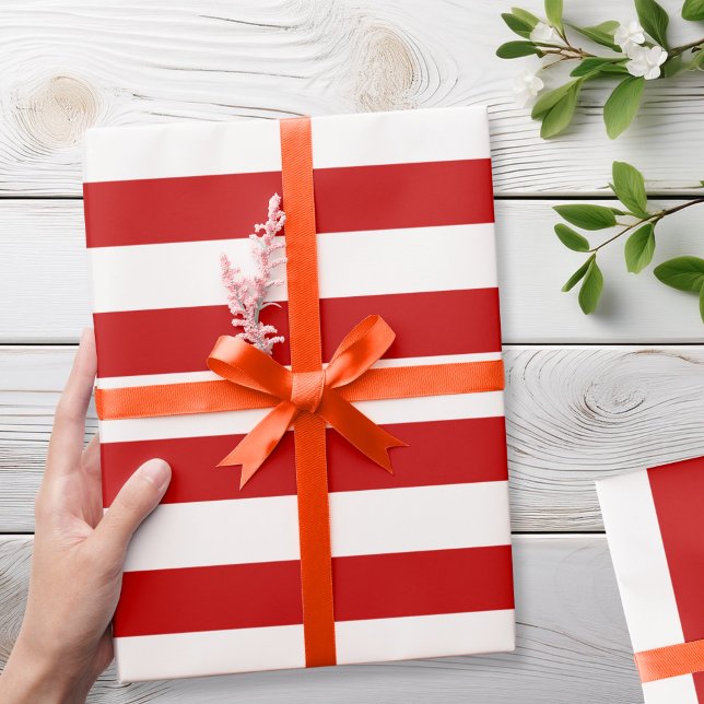 Papel De Regalo Navidades de franjas blancas rojas modernas (Subido por el creador)