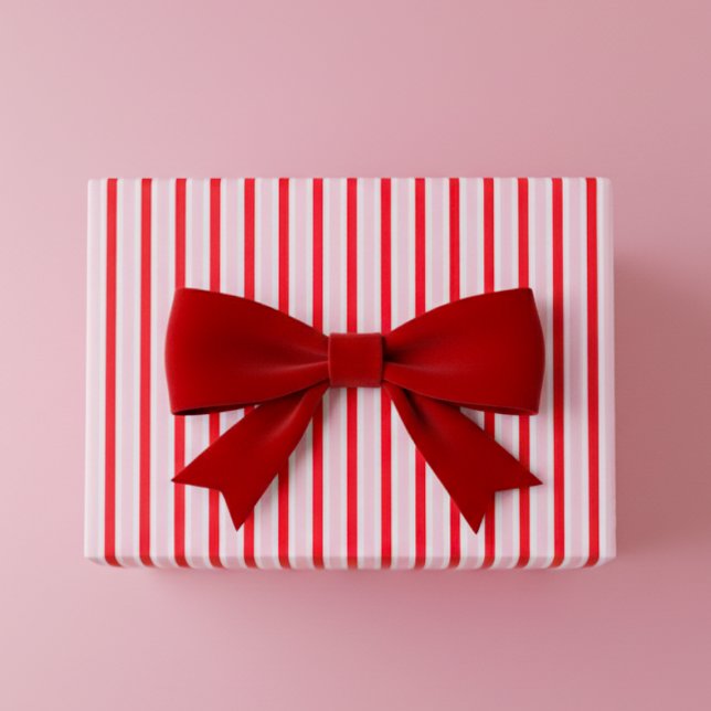 Papel De Regalo Navidades de franjas rojas rosadas modernas (Subido por el creador)