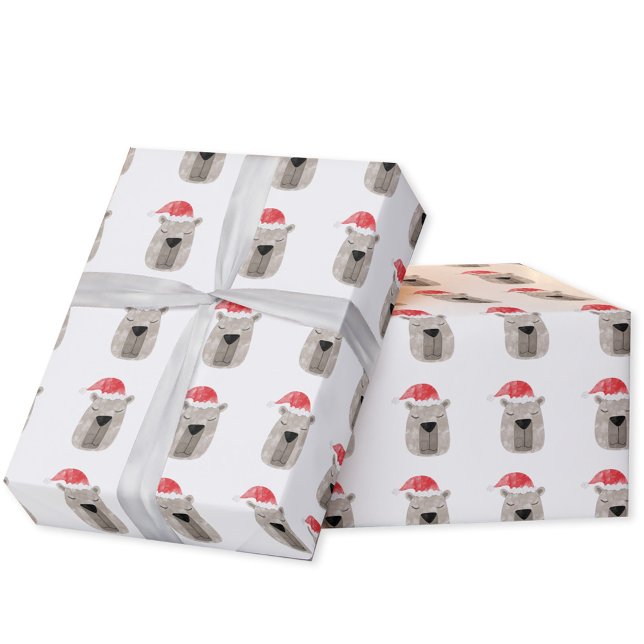 Papel De Regalo Navidades de Fun Capybara Santa Hat (Fun capybara in a Santa hat pattern Christmas gift wrap for the winter holidays.)