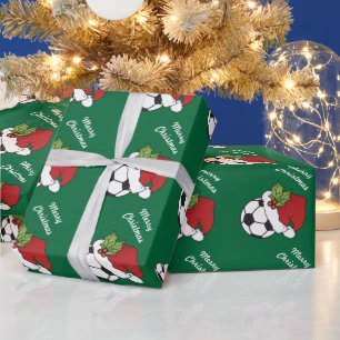 Papel De Regalo Navidades de fútbol con verde oscuro