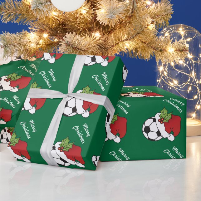 Papel De Regalo Navidades de fútbol con verde oscuro (Vacaciones)