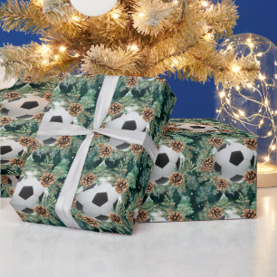 Papel De Regalo Navidades de fútbol temática para jugador con bola