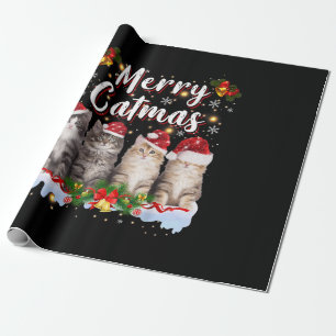 Papel De Regalo Navidades de gato Santa Hat Graciosa Feliz Navidad