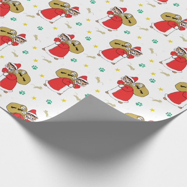 Papel De Regalo Navidades de gatos de Santa Paws (Esquina)