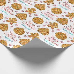 Papel De Regalo Navidades de Gingerbread Cookies Nombre Personaliz