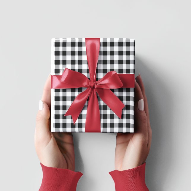 Papel De Regalo Navidades de Gingham de Plaid y Black & White (Subido por el creador)