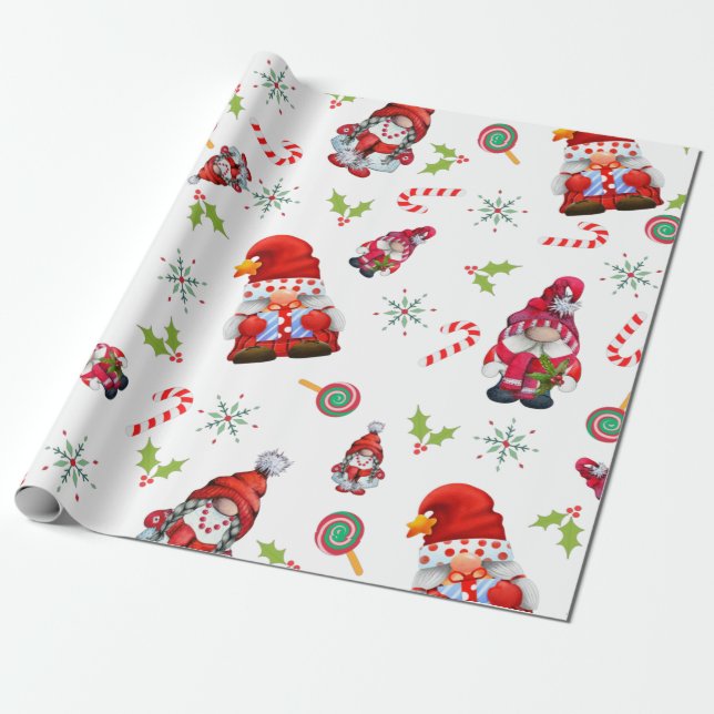 Papel De Regalo Navidades de Gnome (Desenrollado)