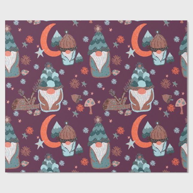 Papel De Regalo Navidades de gnome del patrón rojo caprichoso (Superficie plana)