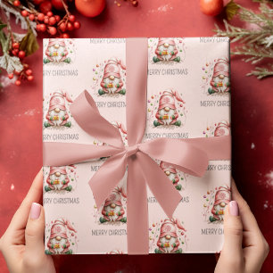 Papel De Regalo Navidades de gnomo rosado