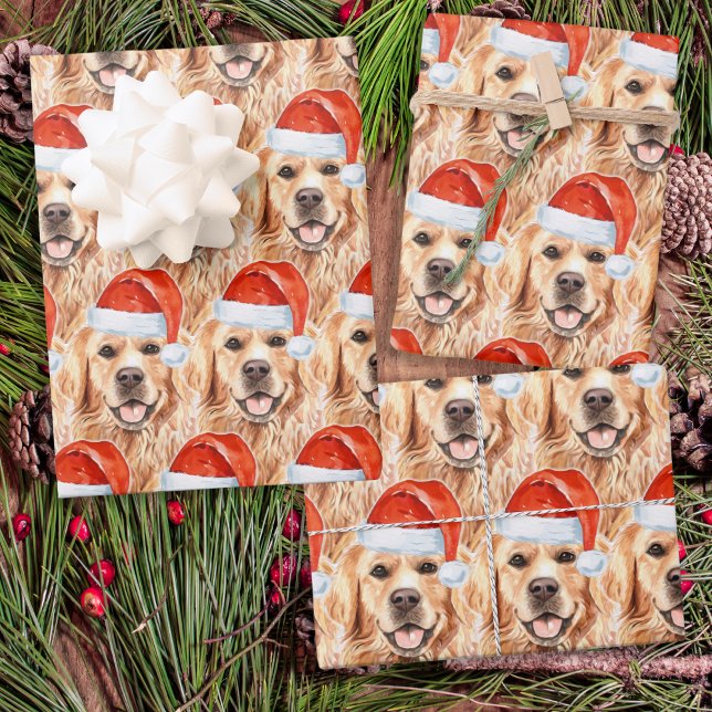 Papel De Regalo Navidades de Golden Retriever Holiday Cute Santa D (Subido por el creador)