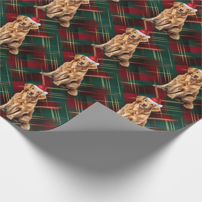 Papel De Regalo Navidades de Golden Retriever Holiday Red Green Pl (Esquina)