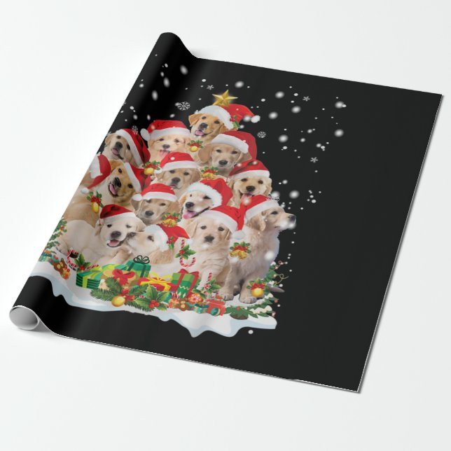 Papel De Regalo Navidades de Golden Retriever Premium (Desenrollado)