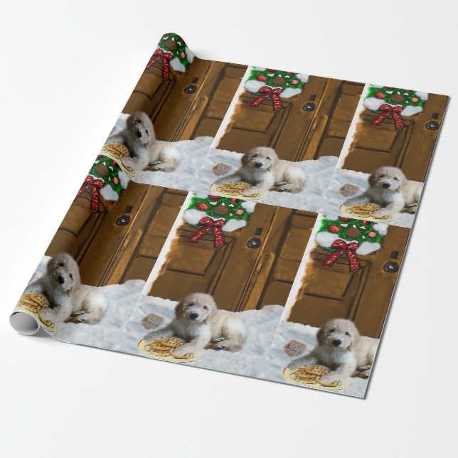 Papel De Regalo Navidades de Goldendoodle Puppy (Desenrollado)