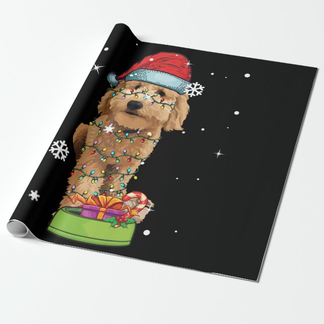 Papel De Regalo Navidades de Goldendoodle Santa Funny Dog Lover Re (Desenrollado)