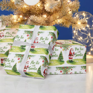 Papel De Regalo Navidades de golf con Santa Claus con texto gracio