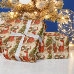 Papel De Regalo Navidades de golf temáticos para una mujer gata Go