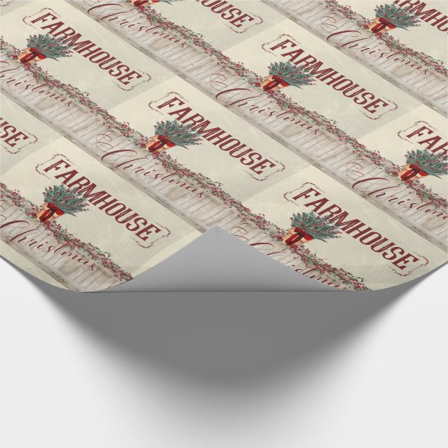 Papel De Regalo Navidades de granjas con Berries y Garlands (Esquina)