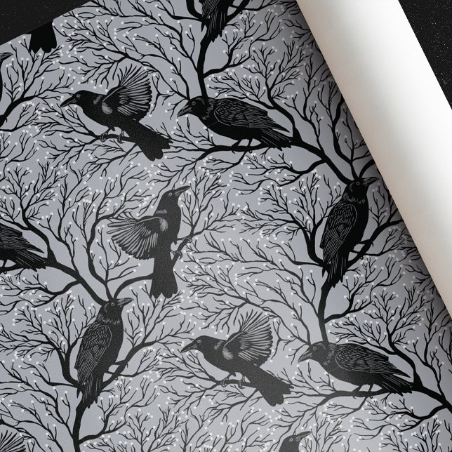 Papel De Regalo Navidades de Gray Gothic Winter Berry Ravens (Subido por el creador)