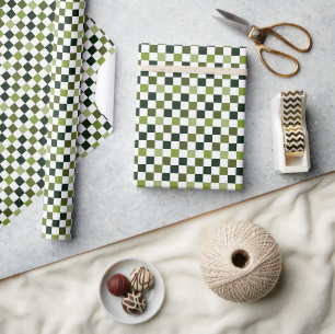 Papel De Regalo Navidades de Green Check modernos y Minimalistas