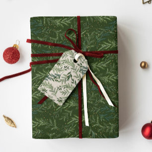 Papel De Regalo Navidades de guirnaldas de pino azul oscuro