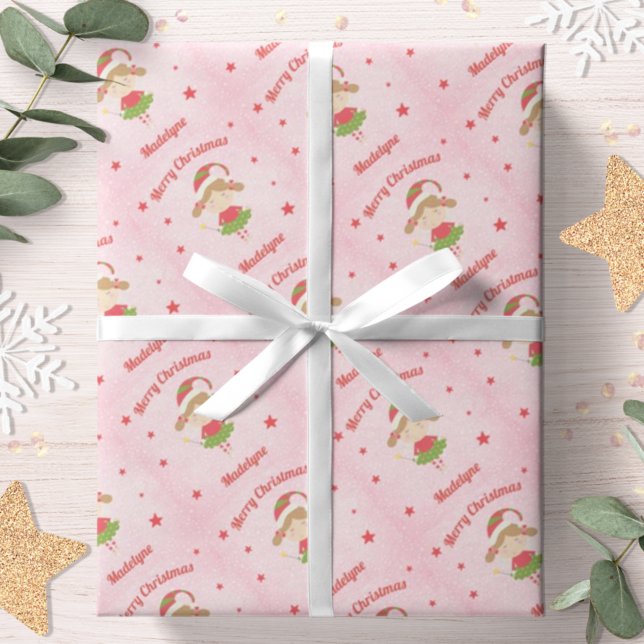 Papel De Regalo Navidades de hadas ricas y rosadas personalizadas (Subido por el creador)