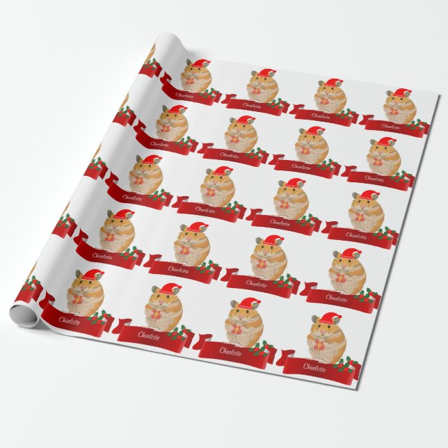 Papel De Regalo Navidades de Hamster Dorado (Desenrollado)