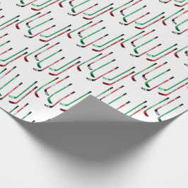 Papel De Regalo Navidades de hockey sobre césped rojo y verde