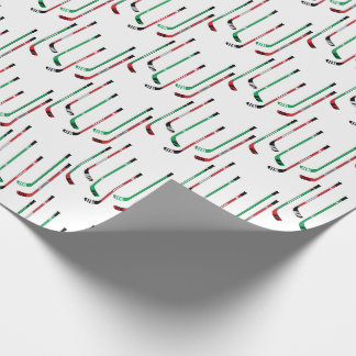 Papel De Regalo Navidades de hockey sobre césped rojo y verde