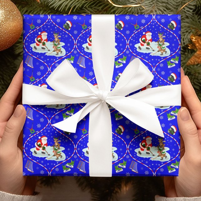 Papel De Regalo Navidades de hockey sobre hielo de Santa Jugando P (Subido por el creador)