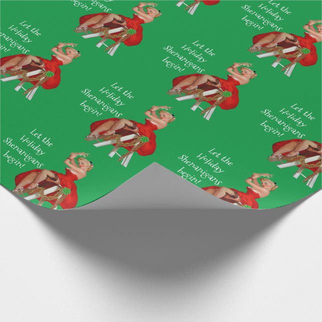 Papel De Regalo Navidades de Holiday Shenanigans Retro Pinup (Esquina)