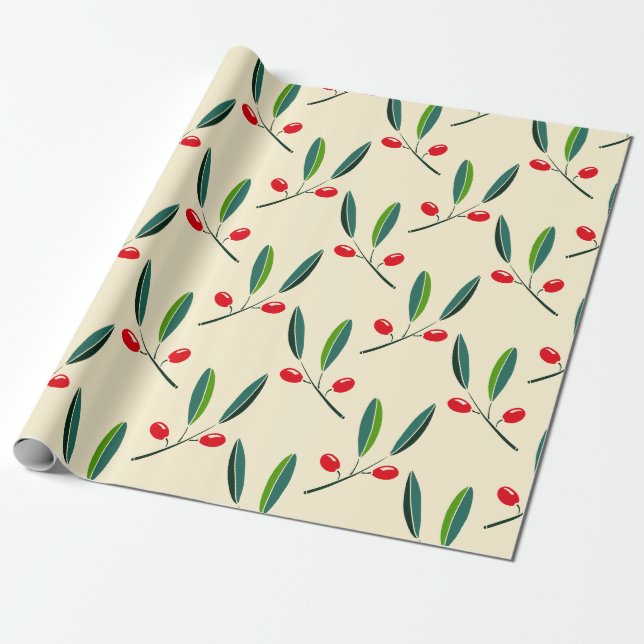 Papel De Regalo Navidades de Holly Berry son un pequeño Navidad (Desenrollado)
