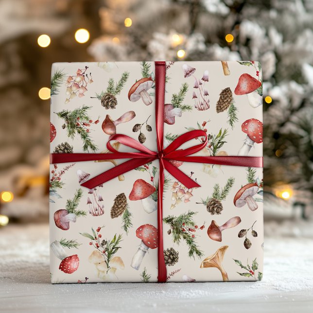 Papel De Regalo Navidades de hongos rústicos de Woodland (Subido por el creador)