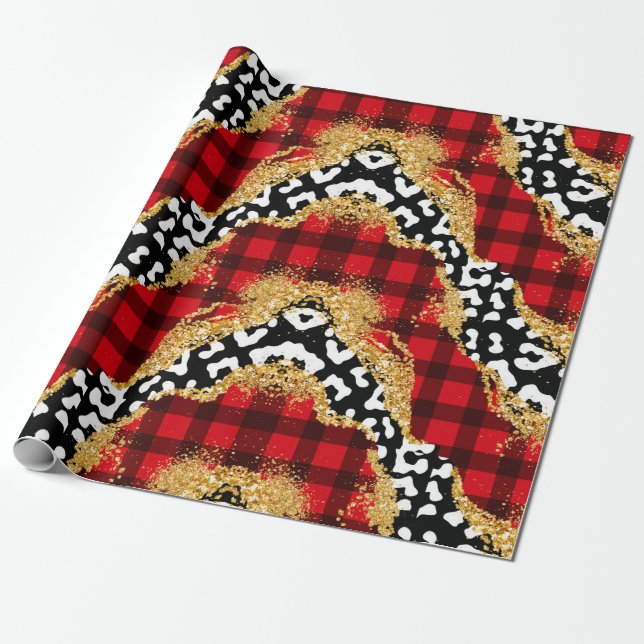 Papel De Regalo Navidades de impresión de leopardo rojo salvaje de (Desenrollado)
