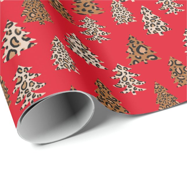 Papel De Regalo Navidades de impresión leopardo rojos (Esquina del rollo)