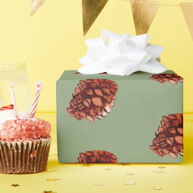 Papel De Regalo Navidades de invierno acuarela vegetación de los h (Fiesta de cumpleaños )