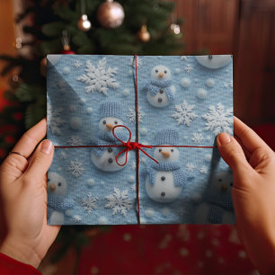 Papel De Regalo Navidades de invierno azules Sowman y copos de nie