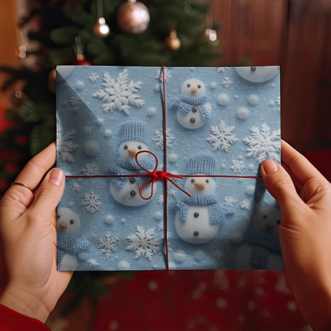 Papel De Regalo Navidades de invierno azules Sowman y copos de nie (Subido por el creador)