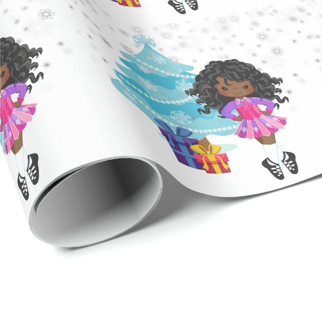 Papel De Regalo Navidades de invierno de bailarina irlandesa afroa (Esquina del rollo)