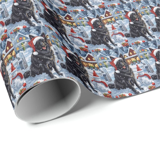 Papel De Regalo Navidades de invierno de Shepherd Dog en Bélgica (Esquina del rollo)