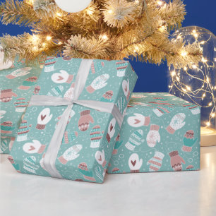 Papel De Regalo Navidades de invierno miden patrón en la menta
